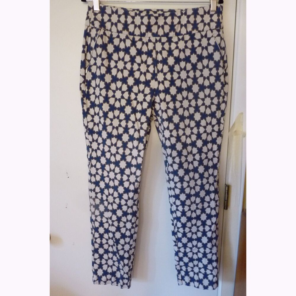 Soft Surroundings Op Art Star Print Ankle Pants Stretch Pull On Tummy panel M